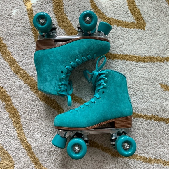 Intentionally Blank Turquoise Ring Skate Suede Roller Skates 39 - Picture 7 of 14